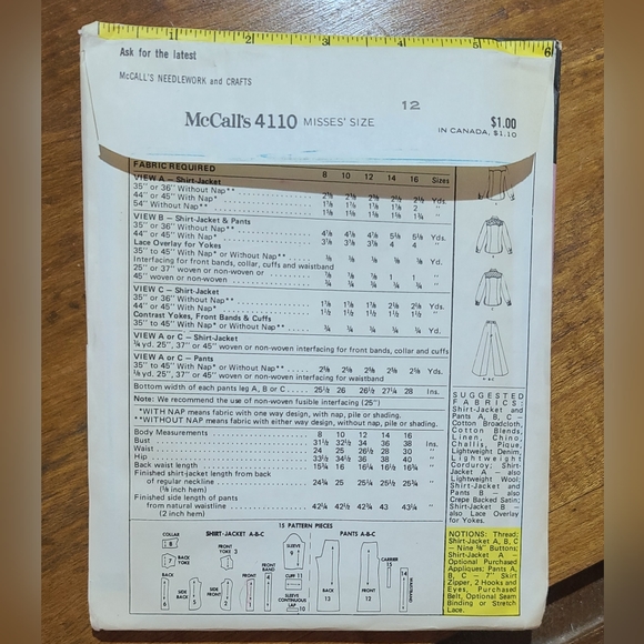 Vintage McCalls pattern 4110 - Picture 3 of 3